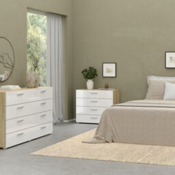 Furniture To Go Pepe Chest Of 4 Drawers In Oak With White High Gloss - thumbnail 5