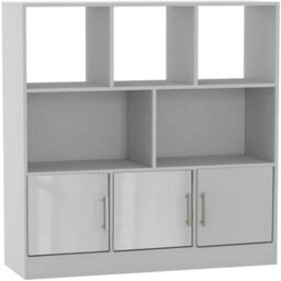 Urbn-Living Urbnliving Asymmetrical 8 Cube White Bookcase Freestanding Storage Unit With 3 Gloss Doors - White - thumbnail 1