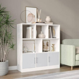 Urbn-Living Urbnliving Asymmetrical 8 Cube White Bookcase Freestanding Storage Unit With 3 Gloss Doors - White - thumbnail 2