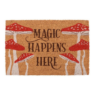 Magic Happens Here Mushroom Doormat - Enchanting Porch Welcome - image 1