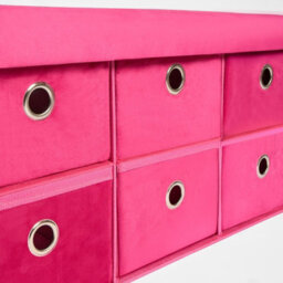 OHS Storage Cube Unit 6 Draw Ottoman Space Saving Velvet Chest Shoe Organiser, Pink - thumbnail 4