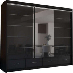 Sliding Wardrobes 4 u LTD Sliding Wardrobes 4U Bradford Modern High Gloss Sliding Door Wardrobe In 3 Colors & Sizes - (Black - W2550mm, H2200mm) - thumbnail 2
