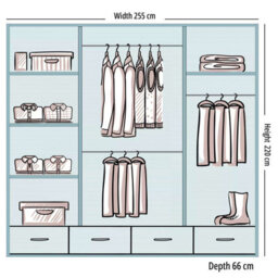 Sliding Wardrobes 4 u LTD Sliding Wardrobes 4U Bradford Modern High Gloss Sliding Door Wardrobe In 3 Colors & Sizes - (Black - W2550mm, H2200mm) - thumbnail 3