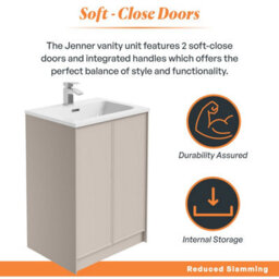 Plum&clay Jenner Light Pink Freestanding Vanity Unit & Basin Set (W)600mm (H)855mm - thumbnail 3