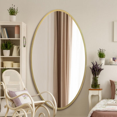Mirroroutlet The Ovale Gold Metal Framed Oval Wall Mirror 180Cm X 100Cm - image 1