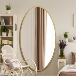 Mirroroutlet The Ovale Gold Metal Framed Oval Wall Mirror 180Cm X 100Cm