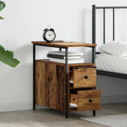 Walplus Bedside Cabinet Old Wood 30 X 60 X 60 Cm Engineered Wood - thumbnail 4