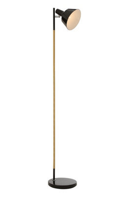 Orsina Wooden Floor Lamp With Pivoting Black Shade, Minimalist Floor Standing Light, Adjustable Slim Reading Lamp - image 1