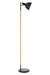 Orsina Wooden Floor Lamp With Pivoting Black Shade, Minimalist Floor Standing Light, Adjustable Slim Reading Lamp - thumbnail 2