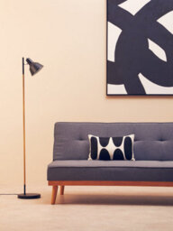 Orsina Wooden Floor Lamp With Pivoting Black Shade, Minimalist Floor Standing Light, Adjustable Slim Reading Lamp - thumbnail 5