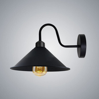 Ledsone Vintage Industrial Wall Sconce E27 Black Swan Neck Light Fixture Complete With Bulb - image 1