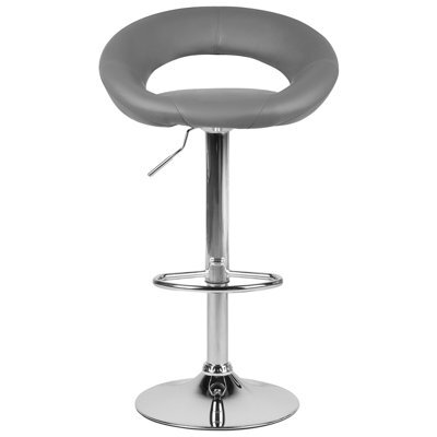 Wyld and Coco Grey Faux Leather Swivel Bar Stools Pair, Height Adjustable, 360 Swivel, Grey. - image 1