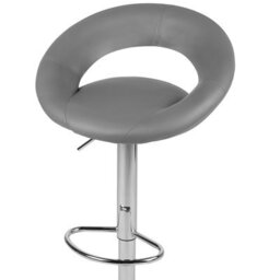Wyld and Coco Grey Faux Leather Swivel Bar Stools Pair, Height Adjustable, 360 Swivel, Grey. - thumbnail 7