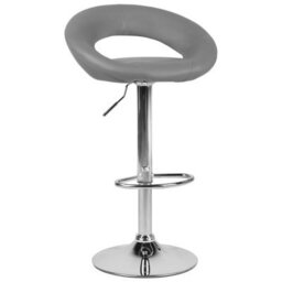 Wyld and Coco Grey Faux Leather Swivel Bar Stools Pair, Height Adjustable, 360 Swivel, Grey. - thumbnail 4