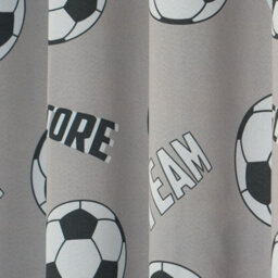 "OHS Football Blackout Eyelet Curtain Panels Pair Of Kids Ring Top, Grey - 66X54""" - thumbnail 3