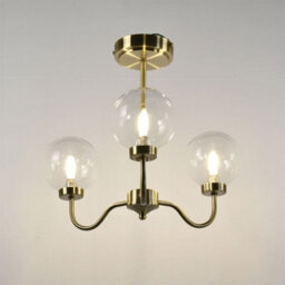 First Choice Lighting Totley - Antique Brass 3 Arm Ceiling Light With Clear Glass Shades - thumbnail 4