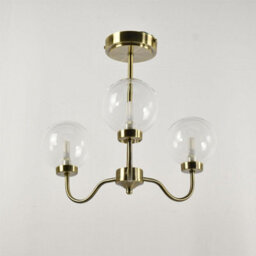 First Choice Lighting Totley - Antique Brass 3 Arm Ceiling Light With Clear Glass Shades - thumbnail 3