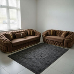 Stratus Interiors Ambassador 2+3 Sofa Set - Chesterfield Toronto With Silver Trim Sofa For Living Room - No Frill Design - Brown Plush - thumbnail 1