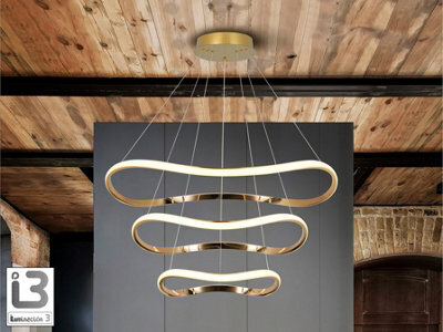 Luminosa Lighting Luminosa Naos Triple Ring Pendant Ceiling Light Rose Gold Led 3000K - Uk Stock - image 1
