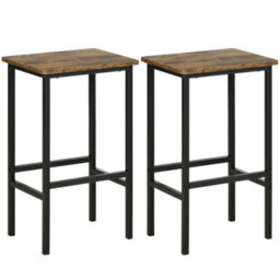 Industrial Bar Stools Set Of 2, Kitchen Bar Chairs Home Pub Rustic Brown - thumbnail 1