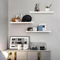 Set Of 3 White Floating Wall Shelves Picture Ledge 60 X 15 Cm - thumbnail 3