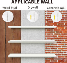 Set Of 3 White Floating Wall Shelves Picture Ledge 60 X 15 Cm - thumbnail 6