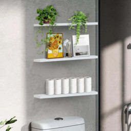 Set Of 3 White Floating Wall Shelves Picture Ledge 60 X 15 Cm - thumbnail 5
