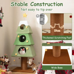 Costway 160Cm Christmas Cat Tree Multi-Level Cat Tower With 3 Condos & Sisal Scratching Post - thumbnail 7