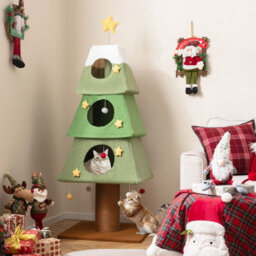 Costway 160Cm Christmas Cat Tree Multi-Level Cat Tower With 3 Condos & Sisal Scratching Post - thumbnail 3