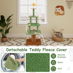 Costway 160Cm Christmas Cat Tree Multi-Level Cat Tower With 3 Condos & Sisal Scratching Post - thumbnail 8