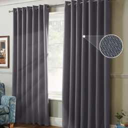 Moonlight Bedding 100%blackout Eyelet Linen Texture Curtain Pair Thermal Energy Saving For Summer Winter Uk (Charcoal,66X90'') - thumbnail 1