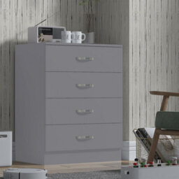 FWSTYLE 4 Drawer Matt Grey Chest Of Drawers Bedroom