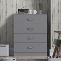 FWSTYLE 4 Drawer Matt Grey Chest Of Drawers Bedroom - thumbnail 2