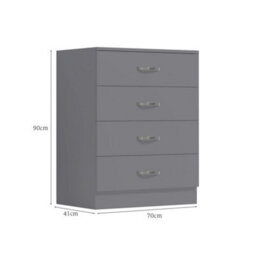 FWSTYLE 4 Drawer Matt Grey Chest Of Drawers Bedroom - thumbnail 9