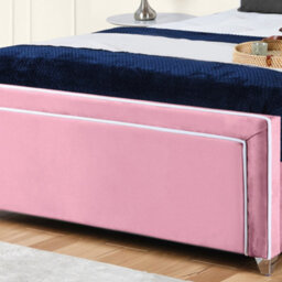 UKBEDFURNITURE Ariana Pink Plush Valvet Upholstered Bed Frame Only - Slatted Base - 48 Inch Headboard - thumbnail 3