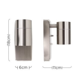 Valuelights Barrow Stainless Steel Dusk To Dawn Sensor Outdoor Garden Wall Down Light - Ip44 Rated With Led Bulb - thumbnail 7