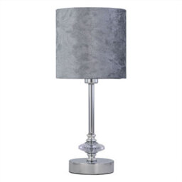 First Choice Lighting Set Of 2 Chrome Jewelled Table Lamp With Grey Crushed Velvet Shades - thumbnail 2