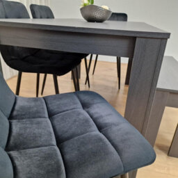 Kosy Koala Dining Table And 4 Chairs With Bench Black Dark Grey 4 Velvet Chairs Wooden Bench Wood Dining Set Furniture - thumbnail 7