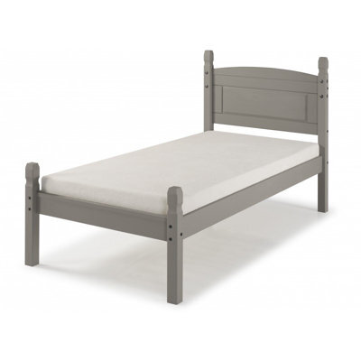 "Mercers Furniture Corona Grey Wax 3'0"" Low End Single Bed Frame Solid Pine With Mexican Styling" - image 1