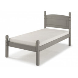 "Mercers Furniture Corona Grey Wax 3'0"" Low End Single Bed Frame Solid Pine With Mexican Styling" - thumbnail 1