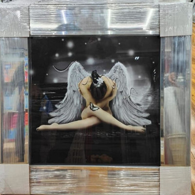 Biznest Modern Liquid Glitter Wall Art With Mirrored Edges Extra Large Size 55X55Cm (Biz1069)