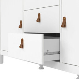 Wyld Haus Wildberry Matt White Wooden Sideboard 2 Doors 3 Drawers Leather Tab Handles - thumbnail 9