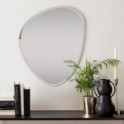 Biznest Frameless Asymmetric Decorating Mirror Irregular Shape Beveled Wall Tear Drop 50X70Cm Pebble Silver (Design 841) (Biz-309) - thumbnail 1