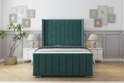 "Sloomy Melbourne Emerald Plush Bed Frame  With 50"" Upholstered Wingback Headboard 6' Super King"