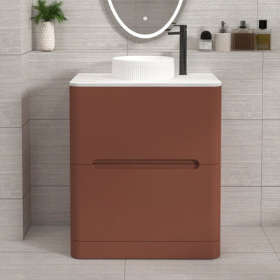 Royal Bathrooms Venice 700mm Terracotta Clay Freestanding Bathroom Countertop Vanity Unit 2 Drawer With Round Basin - image 1