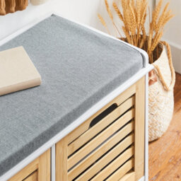 Sobuy Fsr23-Ii-Nw, Storage Bench Shoe Bench Shoe Cabinet With Seat Cushion And 2 Doors,wood Effect,w71Xd35Xh43 - thumbnail 8