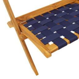 Folding Garden Chairs 2 Pcs Dark Blue Solid Wood Acacia And Fabric - thumbnail 8