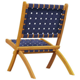 Folding Garden Chairs 2 Pcs Dark Blue Solid Wood Acacia And Fabric - thumbnail 6