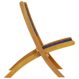 Folding Garden Chairs 2 Pcs Dark Blue Solid Wood Acacia And Fabric - thumbnail 5