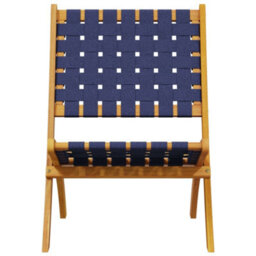 Folding Garden Chairs 2 Pcs Dark Blue Solid Wood Acacia And Fabric - thumbnail 4